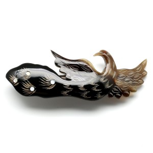 Hair Clip – Peacock - Hand Carved Horn
